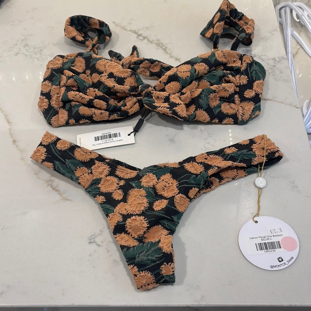 Montce thong suit safron floral set